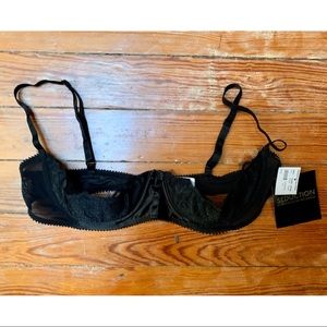 Lace satin mesh shelf bra